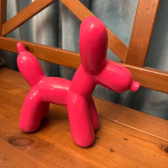 Balloon Dog Pink  Ceramic Figurine 7.5" Hx7" L Decorative Decor Statue Pop Art - Picture 1 of 8
